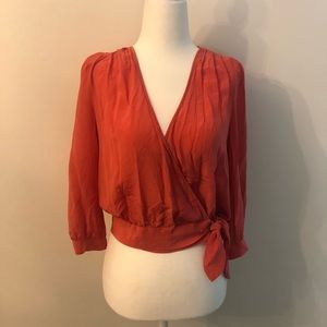 Madewell Coral Wrap Top